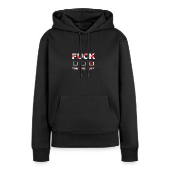 FUCK OFF rouge / blanc - Sweat à capuche Premium bio Femme - noir - Devant - Julia (174cm)
