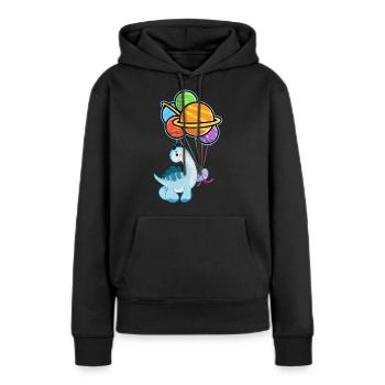 Netter kleiner Dinosaurier-Dinosaurier, planet - Frauen Premium Bio Hoodie - Schwarz - Vorne - Julia (174cm)