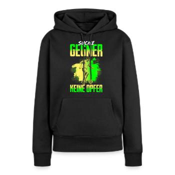 Fussballspieler Suche Gegner Keine Opfer - Frauen Premium Bio Hoodie - Schwarz - Vorne - Julia (174cm)
