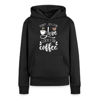 Espresso Latte Macchiato - Sweat à capuche Premium bio Femme - noir - Devant - Julia (174cm)