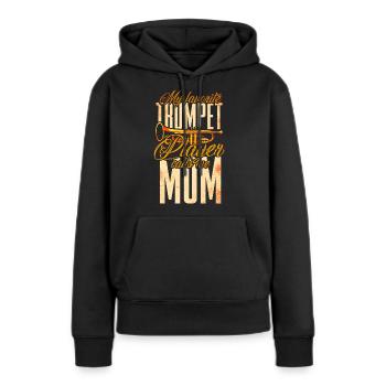 Trompette Mère Cuivres Musique - Sweat à capuche Premium bio Femme - noir - Devant - Julia (174cm)