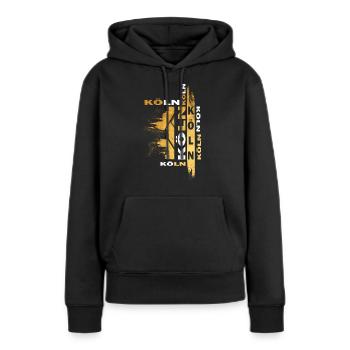 Cologne Allemagne Ville Skyline Font Or - Sweat à capuche Premium bio Femme - noir - Devant - Julia (174cm)