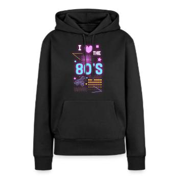 Leuchtfarben Cool Nostalgie Party - Frauen Premium Bio Hoodie - Schwarz - Vorne - Julia (174cm)