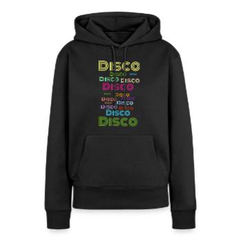 Disco - Frauen Premium Bio Hoodie - Schwarz - Vorne - Julia (174cm)