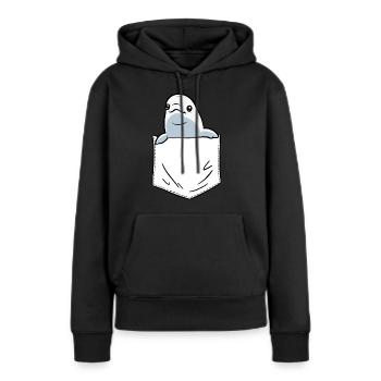 Weißwal Beluga Wal - Frauen Premium Bio Hoodie - Schwarz - Vorne - Julia (174cm)