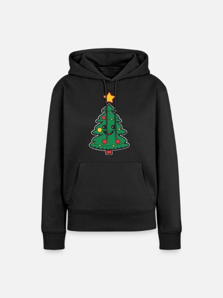 Petit sapin de noel - Sweat à capuche Premium bio Femme - noir