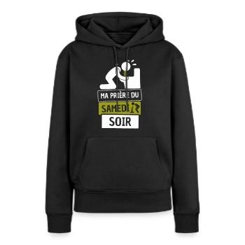 Vomito humour alcool bourré apéro apéritif prière - Sweat à capuche Premium bio Femme - noir - Devant - Julia (174cm)