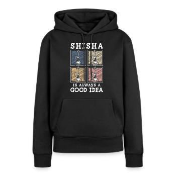 Cigarette de narguilé - Sweat à capuche Premium bio Femme - noir - Devant - Julia (174cm)