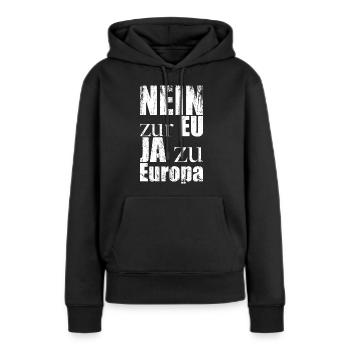 Non à l’UE, oui à l’Europe - Sweat à capuche Premium bio Femme - noir - Devant - Julia (174cm)