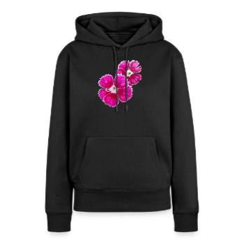 Poésie de l’œillet – focus sur les fleurs du jardin - Sweat à capuche Premium bio Femme - noir - Devant - Julia (174cm)