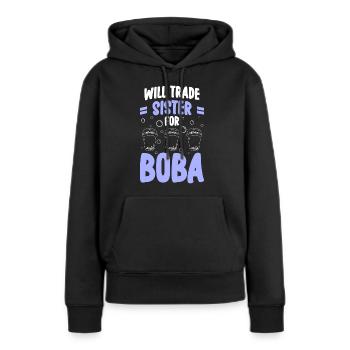 Thé glacé Boba Trend - Sweat à capuche Premium bio Femme - noir - Devant - Julia (174cm)