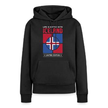 Islande - Sweat à capuche Premium bio Femme - noir - Devant - Julia (174cm)