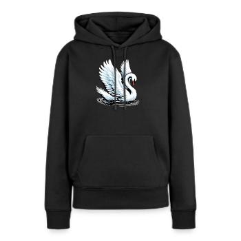 Cygne - Sweat à capuche Premium bio Femme - noir - Devant - Julia (174cm)