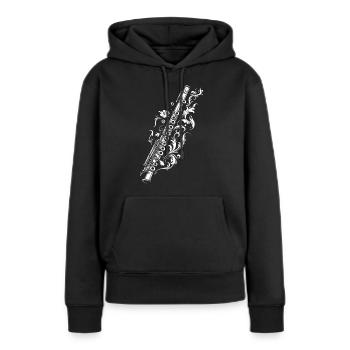 Dessin de flûte traversière - Sweat à capuche Premium bio Femme - noir - Devant - Julia (174cm)