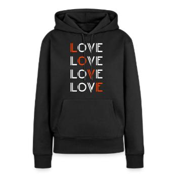 Amour / Liebe - Sweat à capuche Premium bio Femme - noir - Devant - Julia (174cm)
