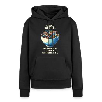 Désordre de câbles démêlé | Gestion du câble - Sweat à capuche Premium bio Femme - noir - Devant - Julia (174cm)