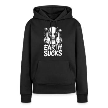 Doigt Puant Extraterrestre - Sweat à capuche Premium bio Femme - noir - Devant - Julia (174cm)