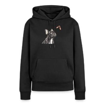 Cadeau du motif nature du bouledogue français - Sweat à capuche Premium bio Femme - noir - Devant - Julia (174cm)