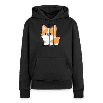 Corgi-Welpe Süßes Cartoon-Tee - Frauen Premium Bio Hoodie - Schwarz - Vorne - Julia (174cm)