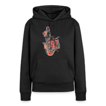 Bikerin Motorrad Geschenk - Frauen Premium Bio Hoodie - Schwarz - Vorne - Julia (174cm)