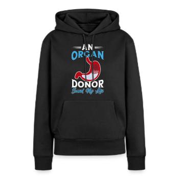 Dons d’organes Don d’organes Transplantation d’organes - Sweat à capuche Premium bio Femme - noir - Devant - Julia (174cm)