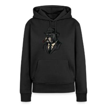 Mafia Bulldog im Anzug - Frauen Premium Bio Hoodie - Schwarz - Vorne - Julia (174cm)