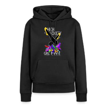 high society heels girl power - Frauen Premium Bio Hoodie - Schwarz - Vorne - Julia (174cm)