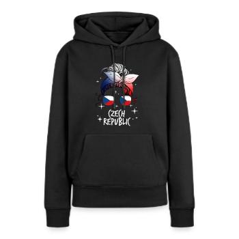 République tchèque - Sweat à capuche Premium bio Femme - noir - Devant - Julia (174cm)