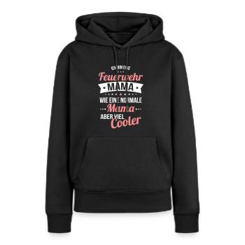 Maman pompier comme une maman normale beaucoup plus cool - Sweat à capuche Premium bio Femme - noir - Devant - Julia (174cm)