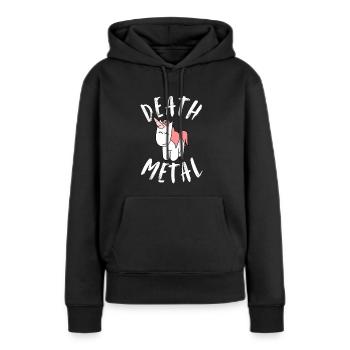 Death Metal | Licorne, Conte De Fées, Musique, Concert - Sweat à capuche Premium bio Femme - noir - Devant - Julia (174cm)