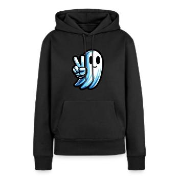 Geist Peacezeichen - Frauen Premium Bio Hoodie - Schwarz - Vorne - Julia (174cm)