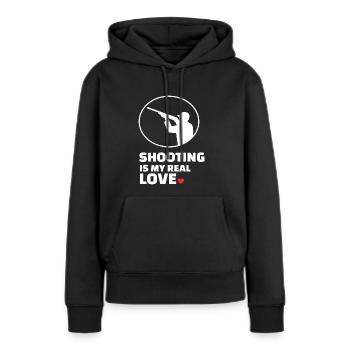 J’adore photographier - Sweat à capuche Premium bio Femme - noir - Devant - Julia (174cm)