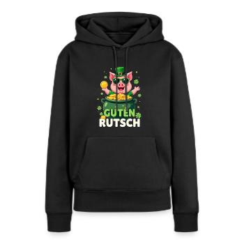 Silvester - Glücksschwein Neujahr - Frauen Premium Bio Hoodie - Schwarz - Vorne - Julia (174cm)