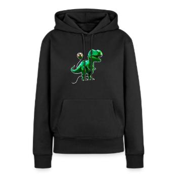 T-Rex Balloon - Grün - Frauen Premium Bio Hoodie - Schwarz - Vorne - Julia (174cm)