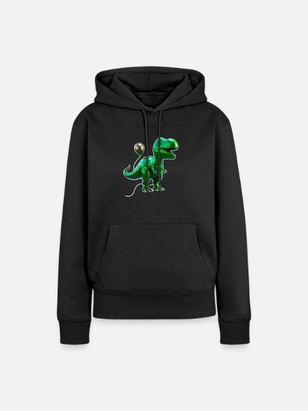 T-Rex Balloon - Grün - Frauen Premium Bio Hoodie - Schwarz