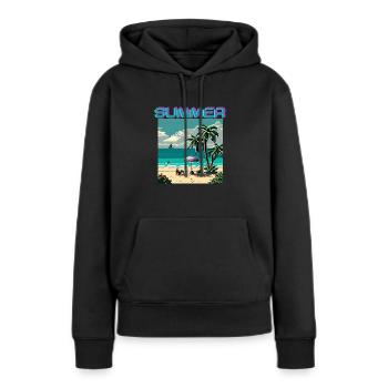 Summer vibes, Summer palms, Retro Summer - Frauen Premium Bio Hoodie - Schwarz - Vorne - Julia (174cm)