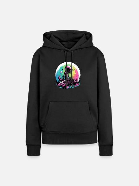 Ali der Außerirdische - Frauen Premium Bio Hoodie - Schwarz
