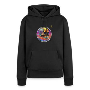 CRÂNE PSYCHÉDÉLIQUE - Sweat à capuche Premium bio Femme - noir - Devant - Julia (174cm)