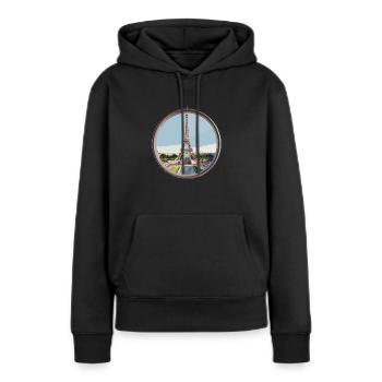 Eiffelturm - Frauen Premium Bio Hoodie - Schwarz - Vorne - Julia (174cm)