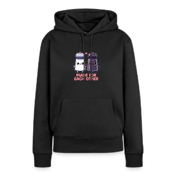 Sel et poivre - Sweat à capuche Premium bio Femme - noir - Devant - Julia (174cm)