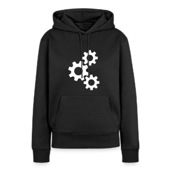 Zahnräder, die ineinander greifen - Frauen Premium Bio Hoodie - Schwarz - Vorne - Julia (174cm)