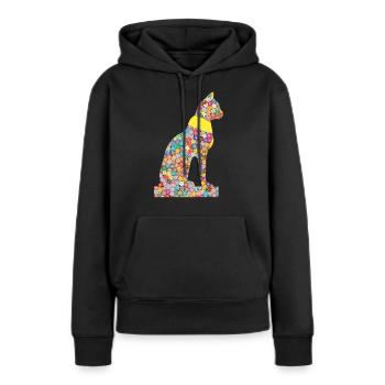 Katzenblumen-Pharaonen Uralt - Frauen Premium Bio Hoodie - Schwarz - Vorne - Julia (174cm)