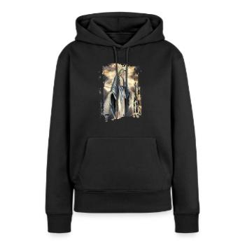 Holly Mary Maria Madonna Mariana Vierge Marie - Sweat à capuche Premium bio Femme - noir - Devant - Julia (174cm)