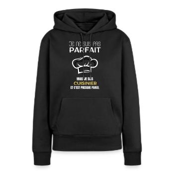 Ich bin nicht perfekt, aber ich bin ein Koch - Frauen Premium Bio Hoodie - Schwarz - Vorne - Julia (174cm)