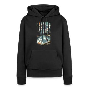 EXPLOREZ SAUVAGEMENT - Sweat à capuche Premium bio Femme - noir - Devant - Julia (174cm)