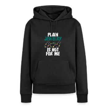 Des bijoux simples pas pour moi - Sweat à capuche Premium bio Femme - noir - Devant - Julia (174cm)