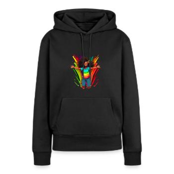 Vielfalt, Diversität, BLM, Regenbogen - Frauen Premium Bio Hoodie - Schwarz - Vorne - Julia (174cm)