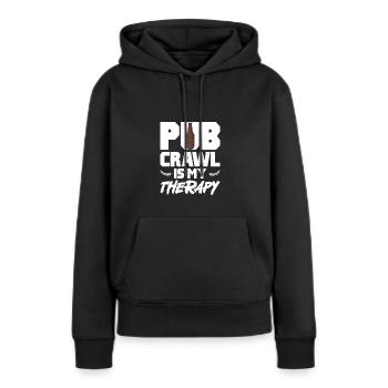 pub crawl is my therapy Design for a fan of pubs - Frauen Premium Bio Hoodie - Schwarz - Vorne - Julia (174cm)