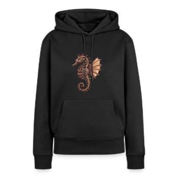Design complexe d’hippocampe Steampunk - Sweat à capuche Premium bio Femme - noir - Devant - Julia (174cm)