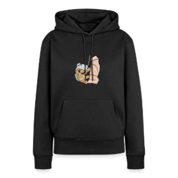 Klettern Abseilen Bär Comic - Frauen Premium Bio Hoodie - Schwarz - Vorne - Julia (174cm)